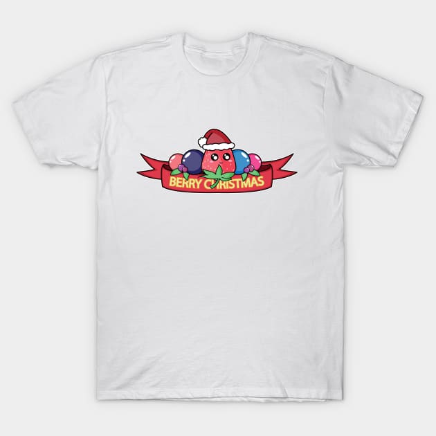 Berry Christmas (Red Banner) T-Shirt by Tees4Elliott